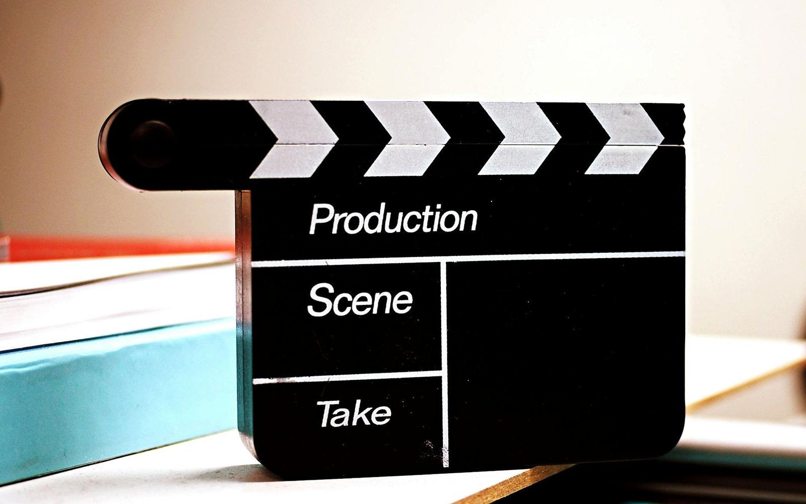Film clapperboard representing media production
